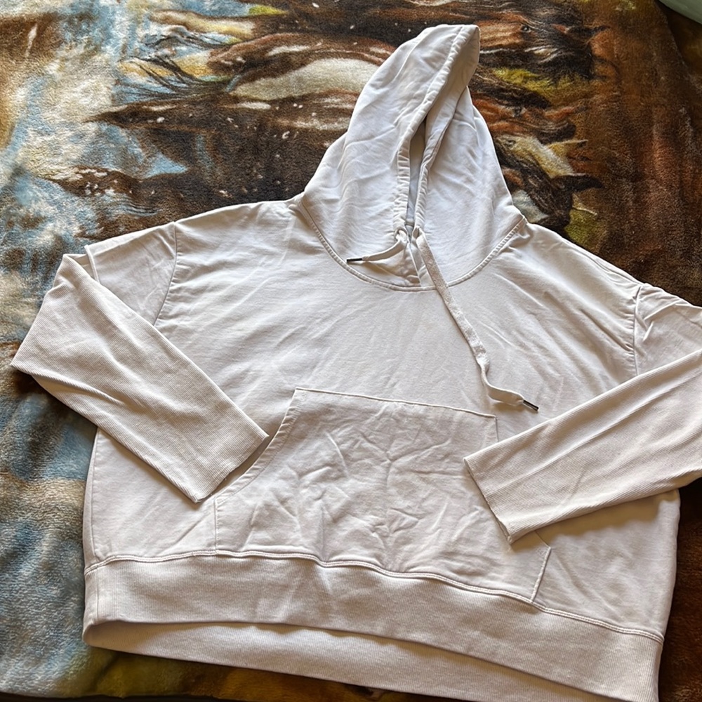 Sundays three white crop top hoodie